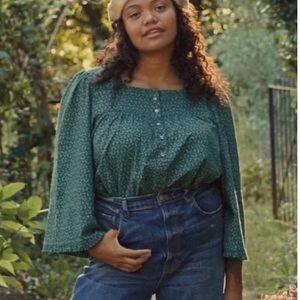DOEN Lunaria Evergreen Blouse Size Small